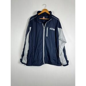 Gorpcore NFL Mens XL Seattle Seahawks Windbreaker Navy Grey Full Zip Jacket